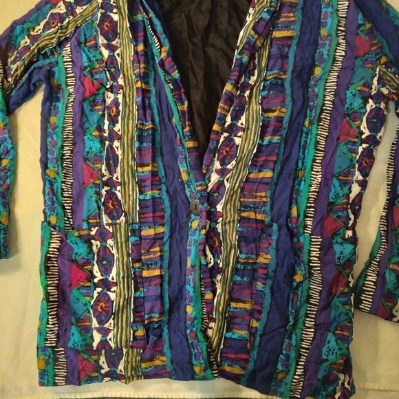 Vintage ZZ Michaels Abstract Pattern Summer Blazer - Picture 2 of 12